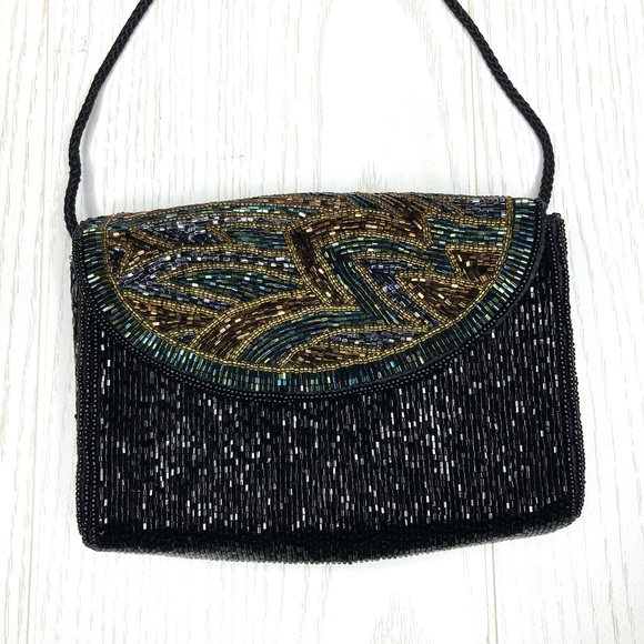 Talbots Sparkly Black Beaded Mini Crossbody Bag - Picture 2 of 12